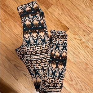 Patterned Brown and Blue Leggings